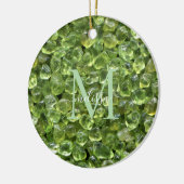 Personalisierter Name der Peridot Birthstone Monog Keramik Ornament (Links)