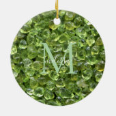 Personalisierter Name der Peridot Birthstone Monog Keramik Ornament (Hinten)