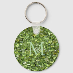 Personalisierter Name der Peridot Birthstone Monog Schlüsselanhänger
