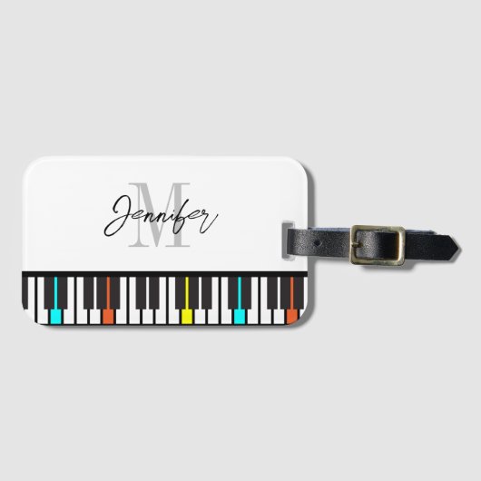 Personalisierter Name der Piano-Monogramm Gepäckanhänger (Vorderseite (Horizontal))
