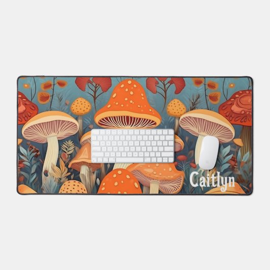Personalisierter Name der Pilze aus den Wäldern Schreibtischunterlage (Tastatur & Maus)