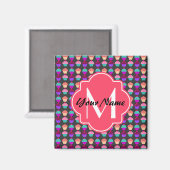 Personalisierter Name der Pink Cupcakes, Monogramm Magnet (Vorderseite/Rückseite)