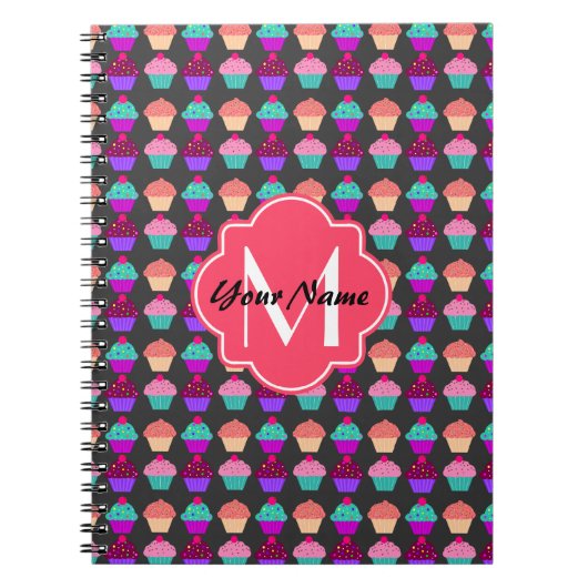 Personalisierter Name der Pink Cupcakes, Monogramm Notizblock (Vorderseite)