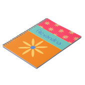 Personalisierter Name der Retro-Blume Notizblock (Linke Seite)