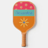 Personalisierter Name der Retro-Blume Pickleball Schläger (Rückseite)