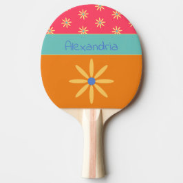 Personalisierter Name der Retro-Blume Tischtennis Schläger