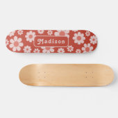 Personalisierter Name der Retro-Floral Skateboard (Horizontal)