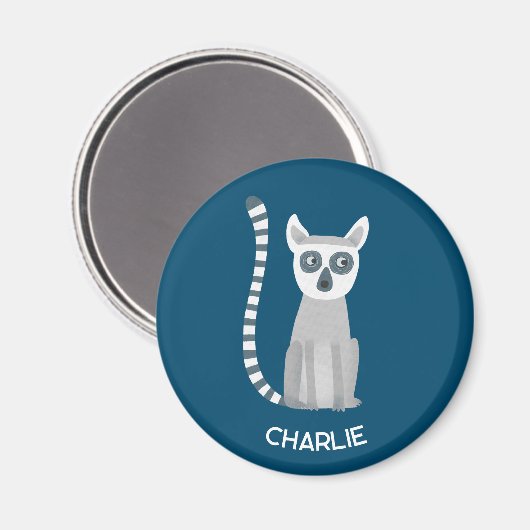 Personalisierter Name der Ringelschwanzlemur Magnet (Vorderseite/Rückseite)