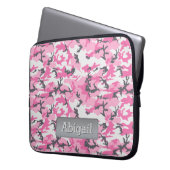 Personalisierter Name der rosa Camouflage Laptopschutzhülle (Vorderseite Links)