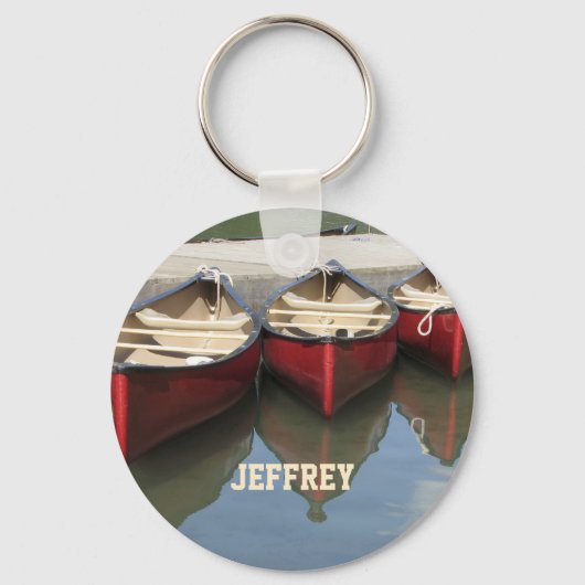 Personalisierter Name der roten Kanus Schlüsselanhänger (Vorderseite)