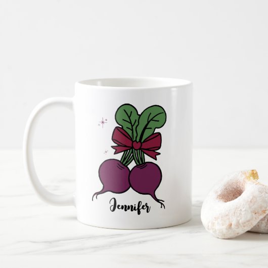 Personalisierter Name der Rübenwurzel Kaffeetasse (Mit Donut)