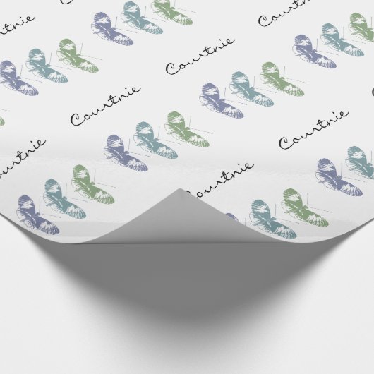 Personalisierter Name der Schmetterlinge Geschenkpapier (Ecke)