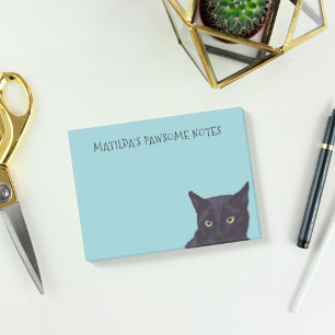Personalisierter Name der schwarzen Katze Pawsome  Post-it Klebezettel