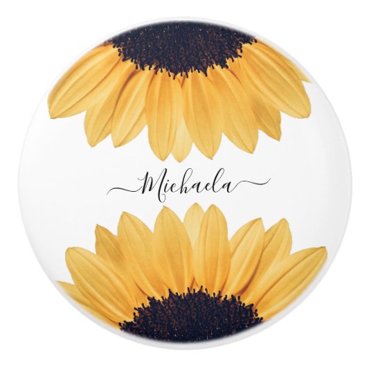 Personalisierter Name der Sonnenblume Keramikknauf (Vorderseite)