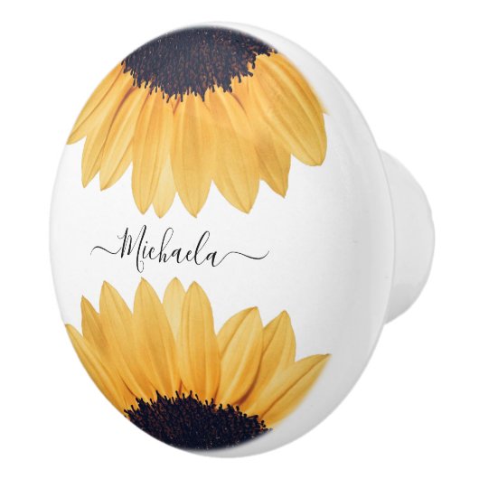 Personalisierter Name der Sonnenblume Keramikknauf (Rechts)