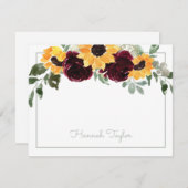 Personalisierter Name der Sonnenblume Mitteilungskarte (Vorne/Hinten)