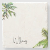 Personalisierter Name der tropischen Palmen Steinuntersetzer (Vorderseite)