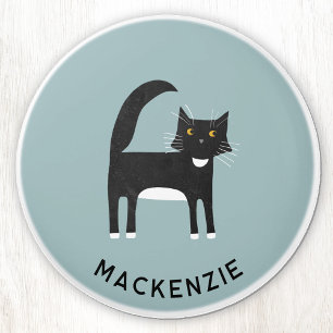 Personalisierter Name der Tuxedo-Katze Keramikknauf