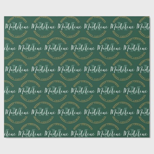 Personalisierter Name der Weihnachtsmonogramm Geschenkpapier (Flach)