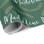 Personalisierter Name der Weihnachtsmonogramm Geschenkpapier (Rolleneckpunkt)