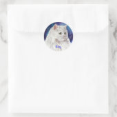 Personalisierter Name der weißen persischen Katze Runder Aufkleber (Tasche)