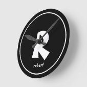 Personalisierter Name des Anfangsmonogams in Schwa Runde Wanduhr (Winkel)