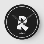 Personalisierter Name des Anfangsmonogams in Schwa Runde Wanduhr (Vorderseite)