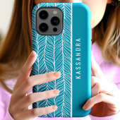 Personalisierter Name des aquamarinen und weißen H Case-Mate iPhone Hülle