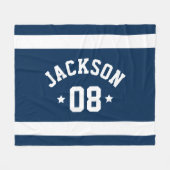 Personalisierter Name des Athleten und Nummer Navy Fleecedecke (Vorderseite (Horizontal))