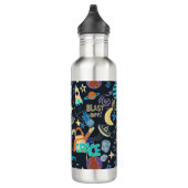 Personalisierter Name des Außendoodle-Musters Edelstahlflasche (Rechts)