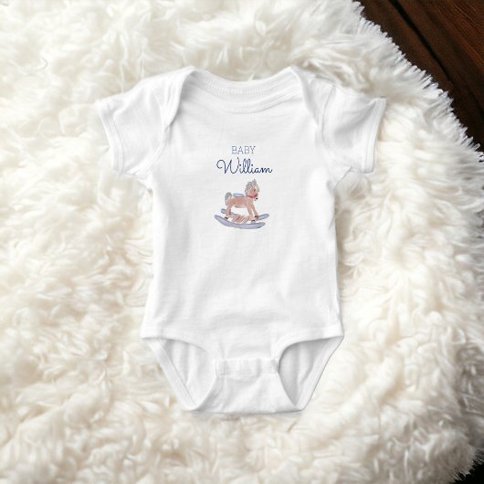 Personalisierter Name des Babys Ankündigung Pferd Baby Strampler