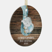 Personalisierter Name des Babys für den ersten Wei Keramik Ornament (Rechts)