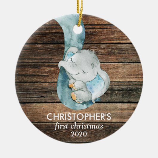 Personalisierter Name des Babys für den ersten Wei Keramik Ornament (Vorne)
