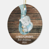 Personalisierter Name des Babys für den ersten Wei Keramik Ornament (Links)