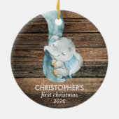 Personalisierter Name des Babys für den ersten Wei Keramik Ornament (Hinten)