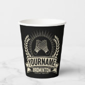 Personalisierter Name des Badminton-Spielers Racqu Pappbecher (Vorderseite)