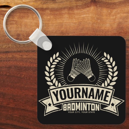 Personalisierter Name des Badminton-Spielers Racqu Schlüsselanhänger (Vorderseite)