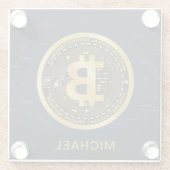 Personalisierter Name des Bitcoin-Kryptowährung Glasuntersetzer (Rückseite)