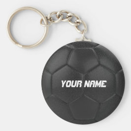 Personalisierter Name des Black Soccer Ball Schlüsselanhänger