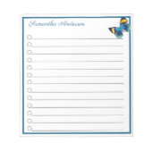 Personalisierter Name des blauen Schmetterlingsweg Notizblock (Vorderseite)