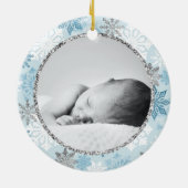 Personalisierter Name des Blauen Schneeflochs Keramik Ornament (Hinten)