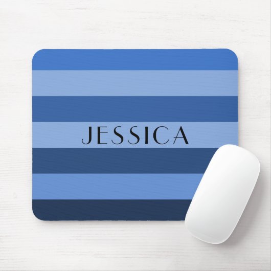 Personalisierter Name des blauen Streifenmusters Mousepad (Mit Mouse)