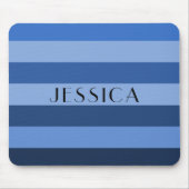 Personalisierter Name des blauen Streifenmusters Mousepad (Vorne)
