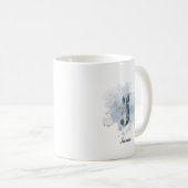 Personalisierter Name des Blue Watercolor Initial  Kaffeetasse (VorderseiteRechts)