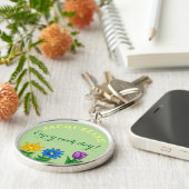 Personalisierter Name des Blumengartens Schlüsselanhänger (Seite)