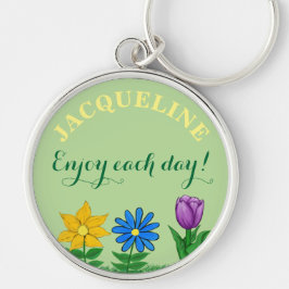 Personalisierter Name des Blumengartens Schlüsselanhänger