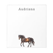 Personalisierter Name des braunen Pferdes Notizblock (Vorderseite)