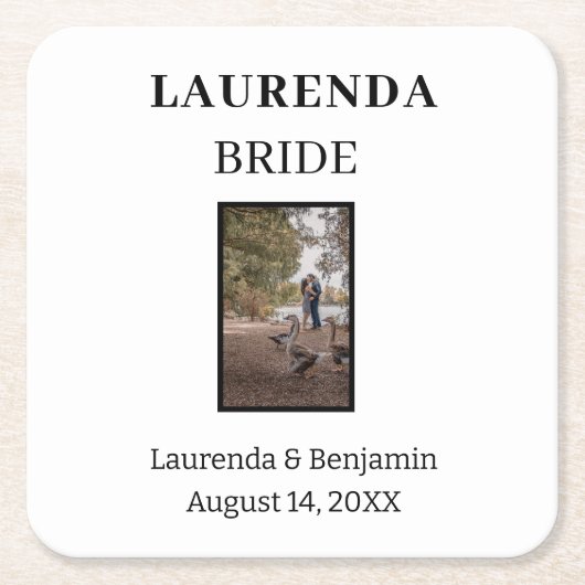 Personalisierter Name des Bride Square Paper Unter Rechteckiger Pappuntersetzer (Vorderseite)