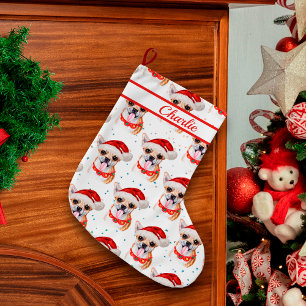 Personalisierter Name des Chihuahuas mit Halsband Großer Weihnachtsstrumpf