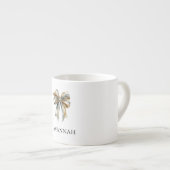 Personalisierter Name des Cremes Green Bow Espressotasse (Vorderseite Rechts)